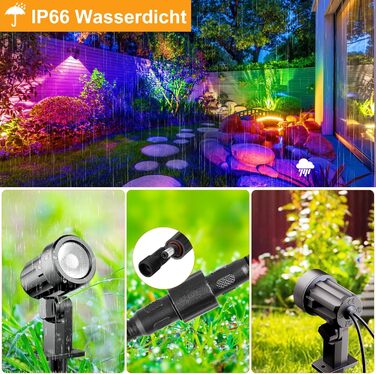 MEIKEE Solar Lights for Outdoors with Remote Control, 10 Colors, 30 Cycle Modes, Garden Lighting, Colorful, Auto ON/OFF Timer, Garden Light, IP66 Waterproof Solar Spotlights for Outdoors, Garden, Path, Trees, Balcony, 6 Pack