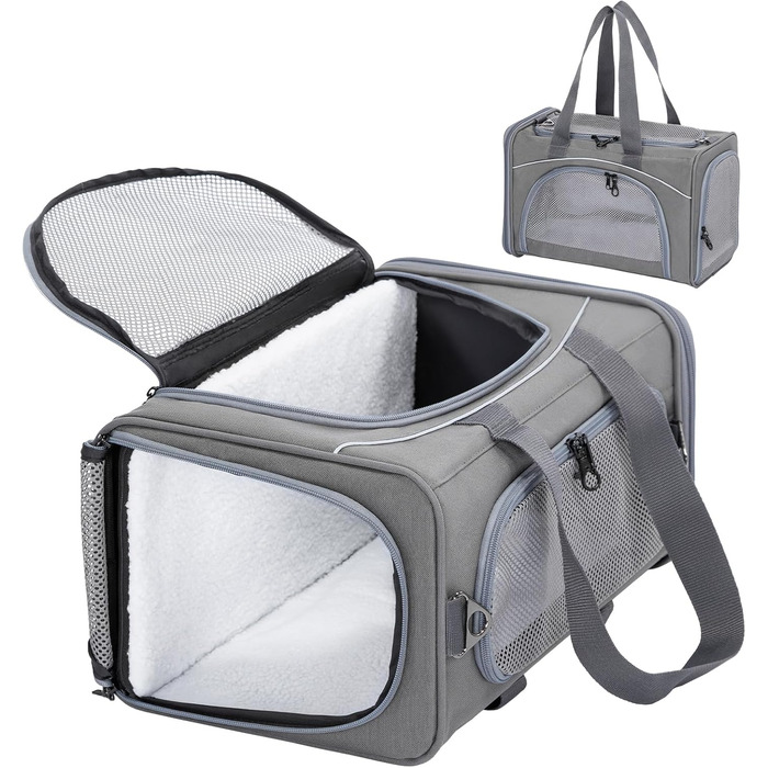 Транспортна сумка Petsfit для котів та собак | Авіапереліт, авто, поїзд | Сіра, Small