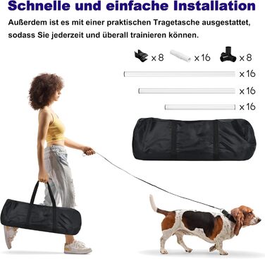 Набір для аджиліті для собак 4-TLG, комплект для тренувань собак, регульована висота, з сумкою, PVC, білий