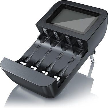 Зарядний пристрій CSL для акумуляторів AA/AAA NiMH з LCD-дисплеєм, 4 слоти, чорний