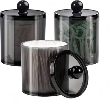 Диспенсер для ватних паличок та дисків PET, органайзер для косметики та макіяжу, чорний (BLACK-D2)