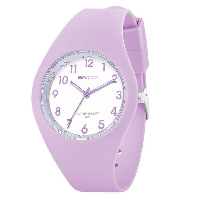 Жіночий годинник: аналоговий кварцовий годинник з силіконовим ремінцем. Спортивний годинник для студентів та дорослих (фіолетовий)