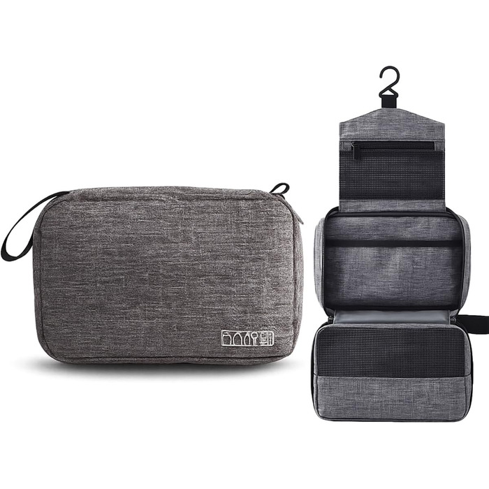 Чоловіча туалетна сумка-органайзер для підвішування, сіра. Водонепроникна дорожня туалетна сумка з гачком