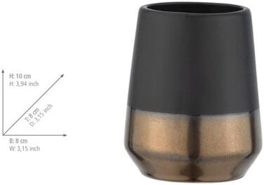 Дозатор для рідкого мила та лосьйону WENKO Brandol, кераміка, 450 мл, 9.8 x 14.1 x 9.8 см, чорний, з підстаканником