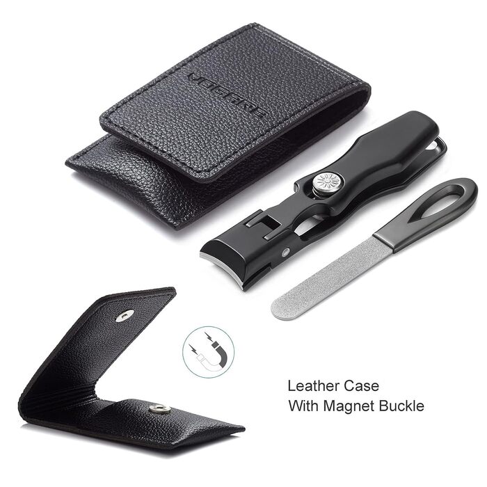 Кусачки для нігтів Zehennagelknipser для товстих нігтів з фіксатором, великим отвором та пилкою, для врослих нігтів, міцні, для дорослих та літніх людей (чорні)