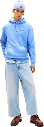 Чоловічий худі Tommy Jeans Linear Logo з капюшоном, колір Light Horizon Blue, розмір S