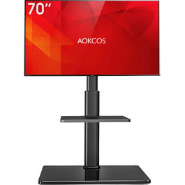AOKCOS TV Stand - Adjustable Swivel & Tilt Floor Stand for 32-70 inch TVs (up to 40kg, VESA 400x400mm) - Black