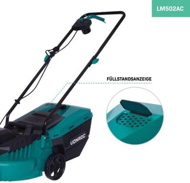 VONROC Corded Electric Lawn Mower | 1300W - 32cm Cutting Width - Adjustable Cutting Height 30-70MM | Electric Scythe Mower for Small to Medium-Sized Areas