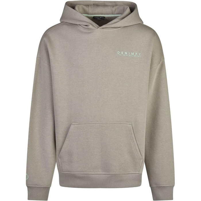 Чоловічий худі Oversize DENIMFY DFMaxim з принтом, бавовняний світшот з капюшоном, колір Taupe-mineral Green, розмір XXL
