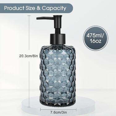 Скляні дозатори для мила Topsky (2 шт.), 400 мл, з чорною помпою, для кухні та ванної кімнати