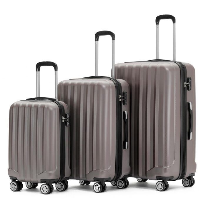 Набір валіз Beibye TSA 2080 з подвійними колесами (3 шт.) – колір Coffee