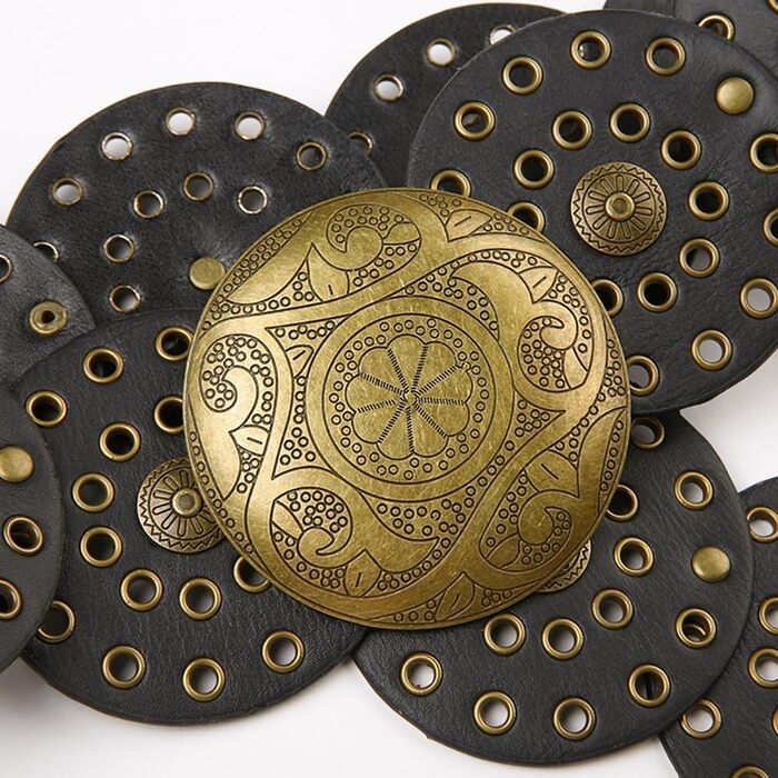 Жіночий шкіряний пояс LIMHOO з вирізами, бохо стиль, чорний, 135 см