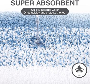 Super Soft Microfiber Bath Mat - Absorbent Non-Slip Bathroom Rug - Washable Shower Mat - 60x90cm Blue