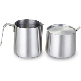 Stainless Steel 304 Creamer and Sugar Bowl Set with Spoon, Coffee Serving, Silver