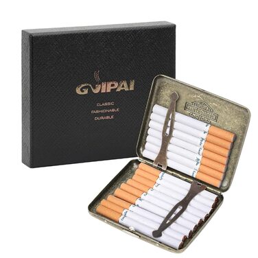 Металеве тютюнотримач на 20 сигарет, вінтажний дизайн, для чоловіків та жінок, з подарунковою коробкою