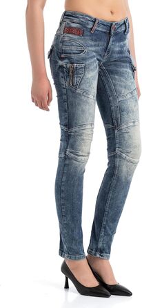 Джинси жіночі Cipo & Baxx з ефектом потертості та дір, блакитні 30W/32L