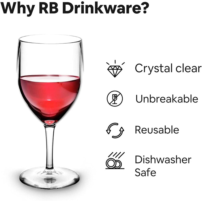 Premium Unbreakable Reusable Red Wine Glasses - 25cl (6 Pack)