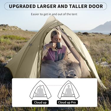 Намет Naturehike Cloud Up Pro 2 особи, експедиційний, вітро- та водонепроникний, хакі