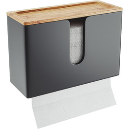 Nature Supplies Wooden Paper Towel Dispenser - Paper Towel Holder With Wall Mount or Tabletop Use, for C-Fold, Z-Fold, or Interfold Paper Towels (Black, Top)