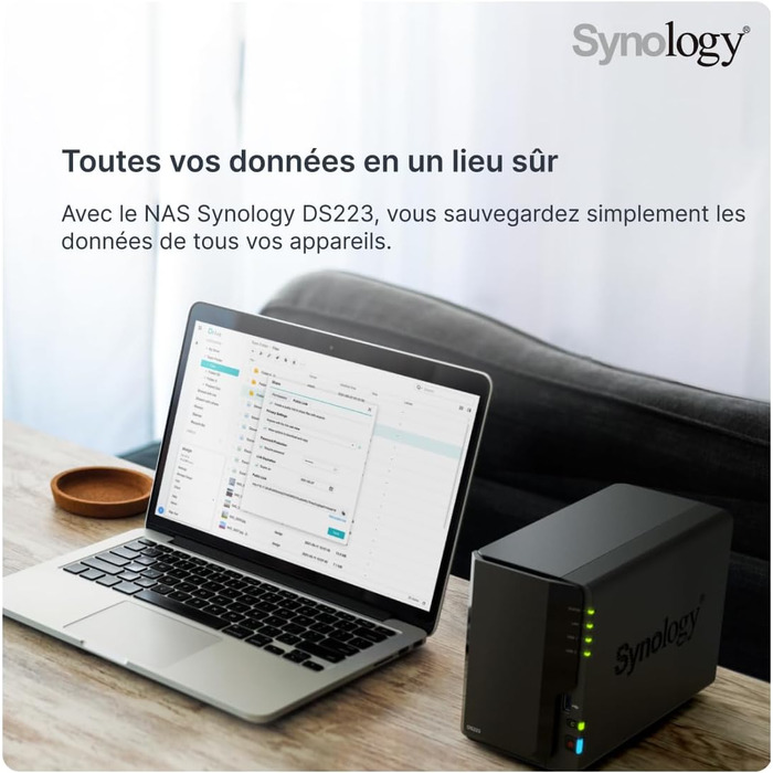 Synology DS223 - 2-Bay NAS DiskStation, Чорний, 2 ГБ RAM, 1x RJ-45 LAN, Realtek RTD1619B, 0TB