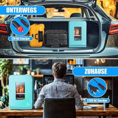 KESSER® Міні холодильник/термобокс 2в1, 15л, 220-240V/12V, для авто, офісу, кемпінгу, блакитний