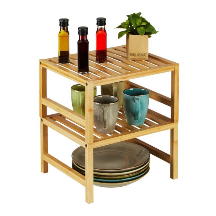 Relaxdays Bamboo Shelf Insert, 2-Piece Set