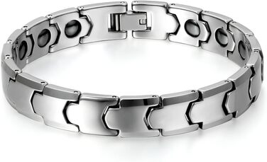 Чоловічий магнітний браслет JewelryWe з вольфраму та вольфрамового карбіду, 12 мм, шестигранний, полірований, масивний, з гвинтовими ланками, срібло/золото (срібло-1)
