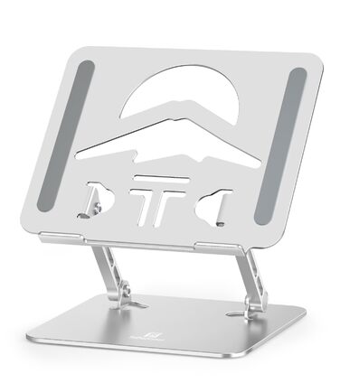 Підставка для ноутбука Ergonomic з алюмінію, регульована по висоті та складна, стабільна та з неслизьким покриттям, покращена вентиляція, сумісна з MacBook (до 15,6 дюймів), срібна