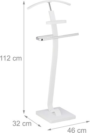 Підставка для одягу Relaxdays, з полицею, для жакетів та штанів, 112x46x32 см, білий/сріблястий