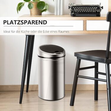 Сміттєве відро Ribelli Edelstahl з датчиком - автоматичне відкривання та закривання, Klemmring для мішка, знімний кришка, LED-індикатор (40 літрів, хром)