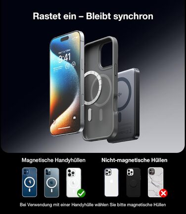 Портативний зарядний пристрій TORRAS MiniMag Qi2 з MagSafe, 10000mAh, сертифікований Qi2, магнітний, з кабелем USB-C 30W, бездротовий зарядний пристрій 15W для iPhone 17 Pro Max/Air/12-16, AirPods, сірий, титан