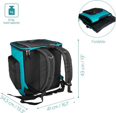 Рюкзак для собак та котів Navaris - м'який, з бавовняним бавовняним ременем, 41x34,5x43 см, складний, до 12 кг, блакитний