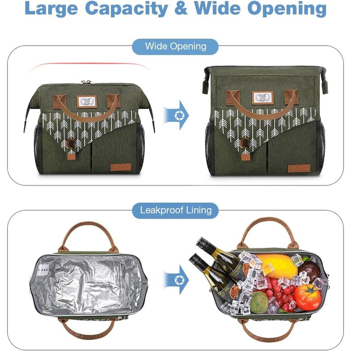 Термосумка Lekesky для жінок - об'єм 11л, зелена