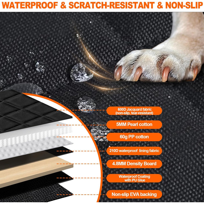 Захисний чохол на заднє сидіння автомобіля для собак, водовідштовхуючий, антиковзаючий, 128x61 см, чорний