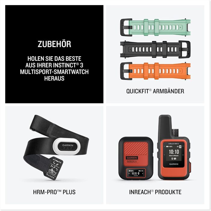 Розумний годинник Garmin Instinct 3 45mm AMOLED з GPS, 1.2' дисплеєм, до 18 днів роботи, 80+ спортивних функцій, Health Coach, LED-ліхтарик