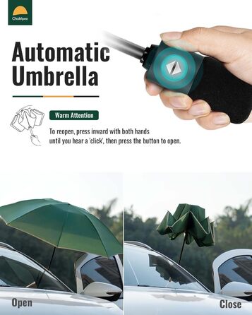 Чакіпі - парасолька велика, штормостійка, з відбиваючим покриттям, для чоловіків та жінок. Автоматичний парасолька, компактний, для подорожей. Розмір купола 106 см, темно-зелена