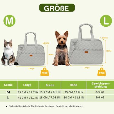 Транспортна переноска для котів та собак, переноска для тварин, сумка-переноска для собак та котів, аксесуари для подорожей, переноска для цуценят, регульований поводок (Сріблястий, L)