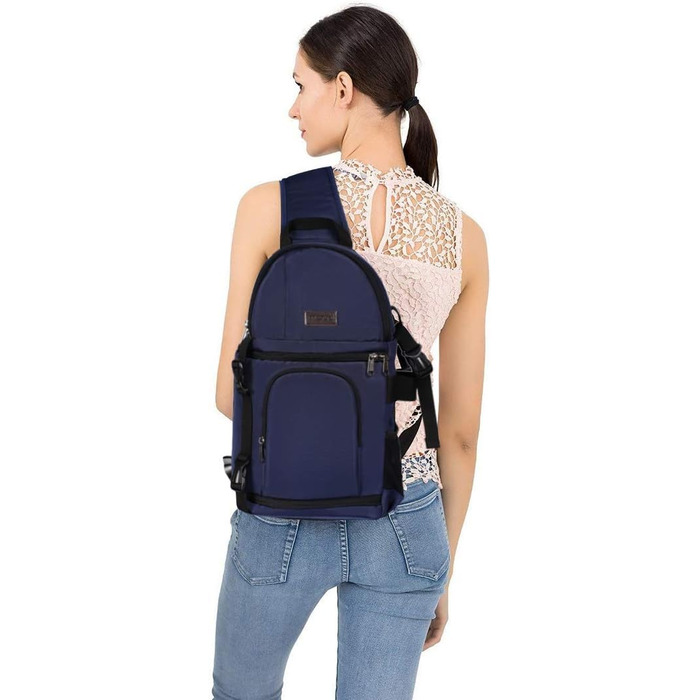 MOSISO Сумка на плічо для камери, DSLR/SLR/Беззеркальна фотокамера, ударостійкий фоторюкзак з тримачем для штатива, знімні модульні вставки, сумісний з Canon/Nikon/Sony/Fuji, темно-синій