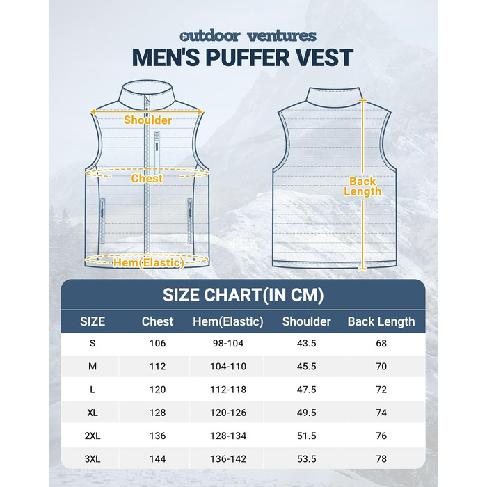 Чоловіча степна жилетка Outdoor Ventures - тепла, легка, для спорту та активного відпочинку (гольф, біг, походи) - темно-синій, XXL