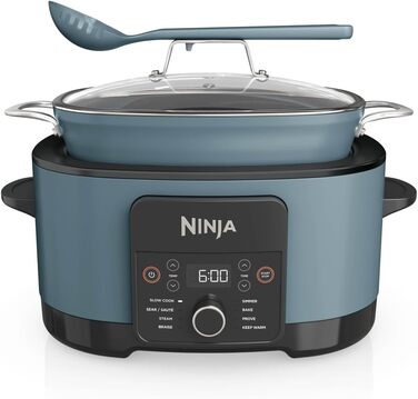 Ninja Foodi PossibleCooker 8 л: мультиварка 8-в-1, мультикочер, сковорода, пароварка, для 8 порцій, сірий колір, MC1001EU