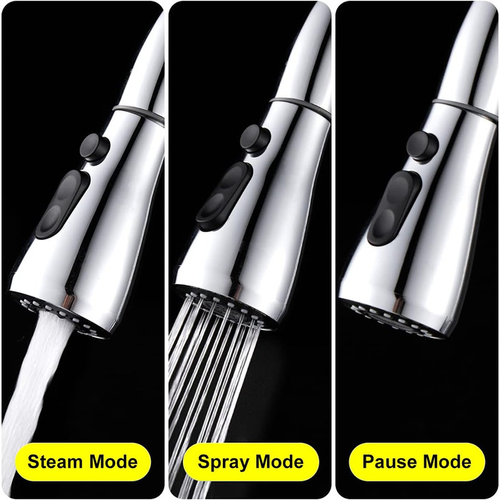 Змішувач для кухні Cobbe з висувною лійкою, 2 режими, високий поворотний вилив, однорідний важіль (хром)