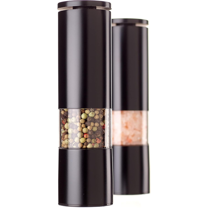 Набір для перцю та солі Echtwerk: 2 шт., ручна, з керамічним подрібнювачем, нержавіюча сталь, для перцю, солі та чилі (Black Edition)
