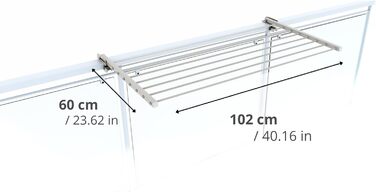 Сушарка для білизни Foxydry Duo для балкона, тераси та перил, біла, 102 см, нержавіюча сталь/алюміній