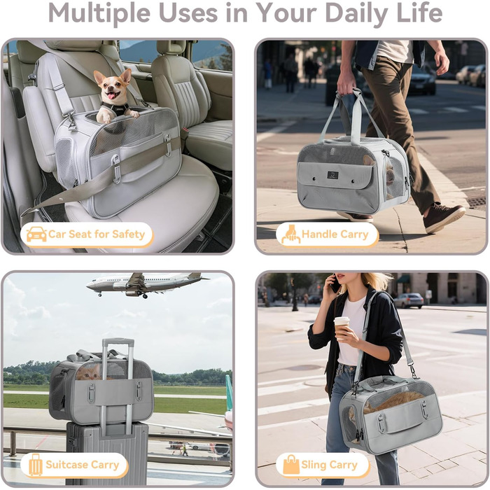 Транспортний бокс для тварин на 4 місця: коти, собаки. Підходить для авіаперельотів та авто. Легкий, з надійними застібками та сіткою. Сірий.