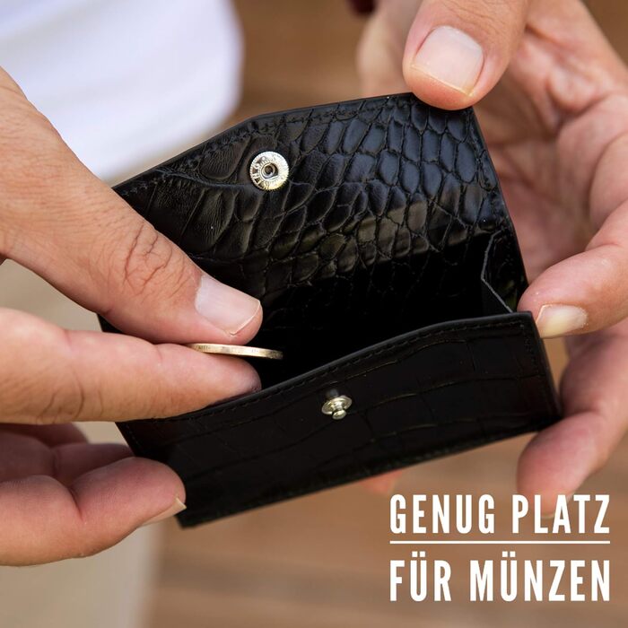 Клатч-органайзер Solo Pelle Mech: шкіряний картхолдер з RFID захистом для 11 карт (Kroko Schwarz)