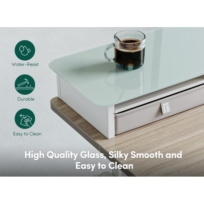 FEZIBO Electric Standing Desk with 2 Drawers - 140x60cm, Memory Control, Anti-Collision System, Light Brown Woodgrain