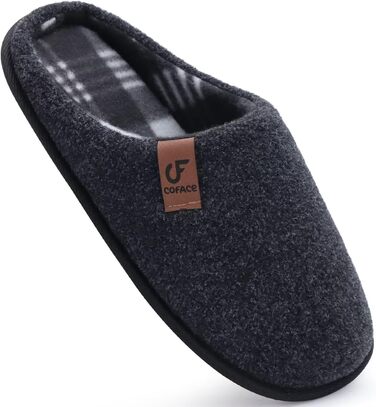 Чоловічі домашні тапочки COFACE з фетру, теплі та зручні, з антиковзною гумовою підошвою, для дому та вулиці, розмір 40-49, чорний, 46 EU