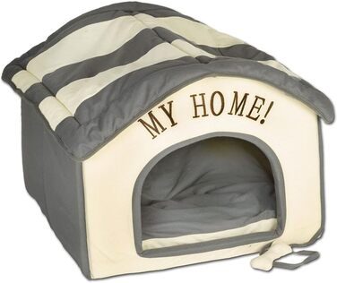 Indoor Dog House - Plush Fabric Retreat 60x60x50cm - Grey Beige