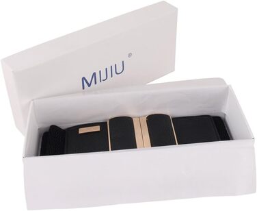 Жіночий еластичний широкий пояс для талії з пряжкою з металу, 7.5 см, чорний (для обхвату 32'-35')