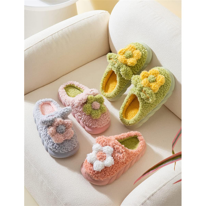 Жіночі та чоловічі халапи STAR FIRE з плюшу, з квітковим декором, антиковзаючі, теплі зимові халапи для дому, бавовна, розмір 40/41 EU, червона шкіра